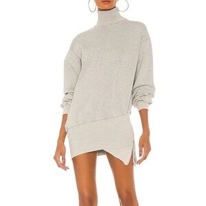 NWOT Retrofete Desreen Sweatshirt Mini Dress Grey Turtleneck Cotton Size Medium